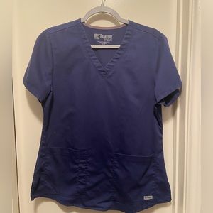 Grey’s Anatomy 2 Pocket Navy Blue Scrub Top